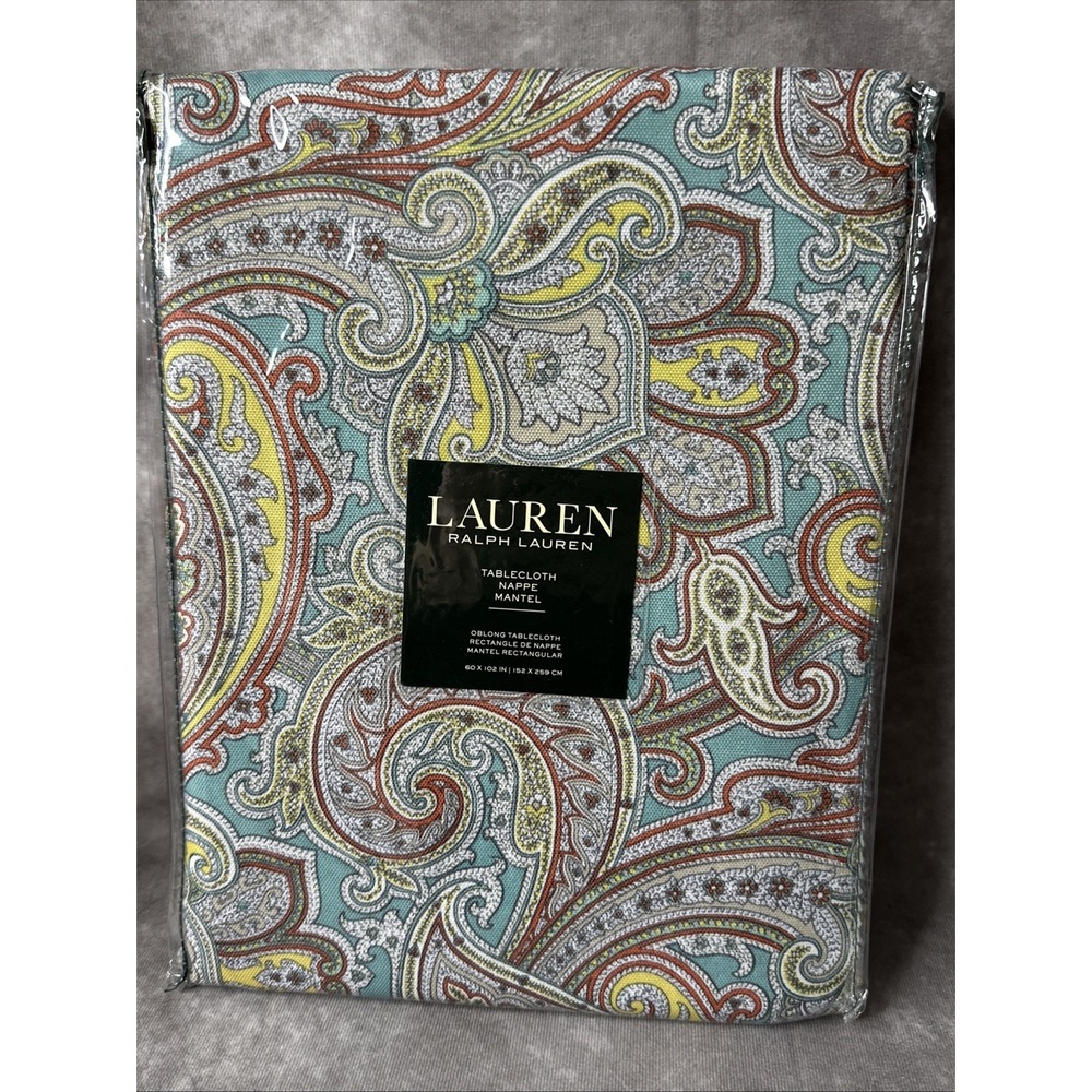 Lauren Ralph Lauren Tablecloth Alamda Paisley  Teal 60"x102"